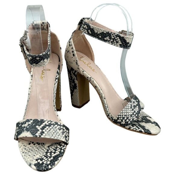 Lulu's NEW! Snakeprint Single Band Chunky Heel Sandal w Ankle Strap Women's Sz 8 - Picture 2 of 12